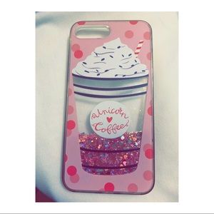 Pink coffee cup heart dynamic glitter Iphone case